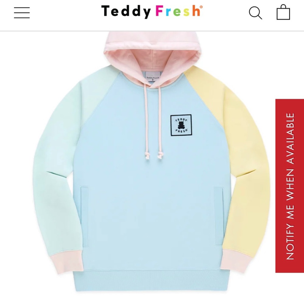 Teddy Fresh Color Block Hoodie “2.0” - Baby Pastel - Size XS